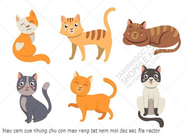 bieu cam cua nhung chu con meo vang tet nam moi dac sac file vector